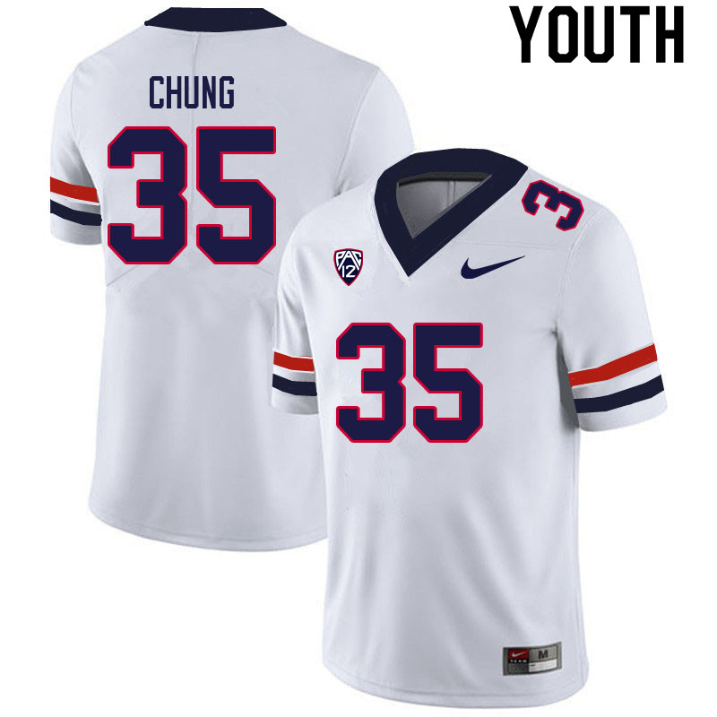 Youth #35 Samuel Chung Arizona Wildcats College Football Jerseys Sale-White - Click Image to Close